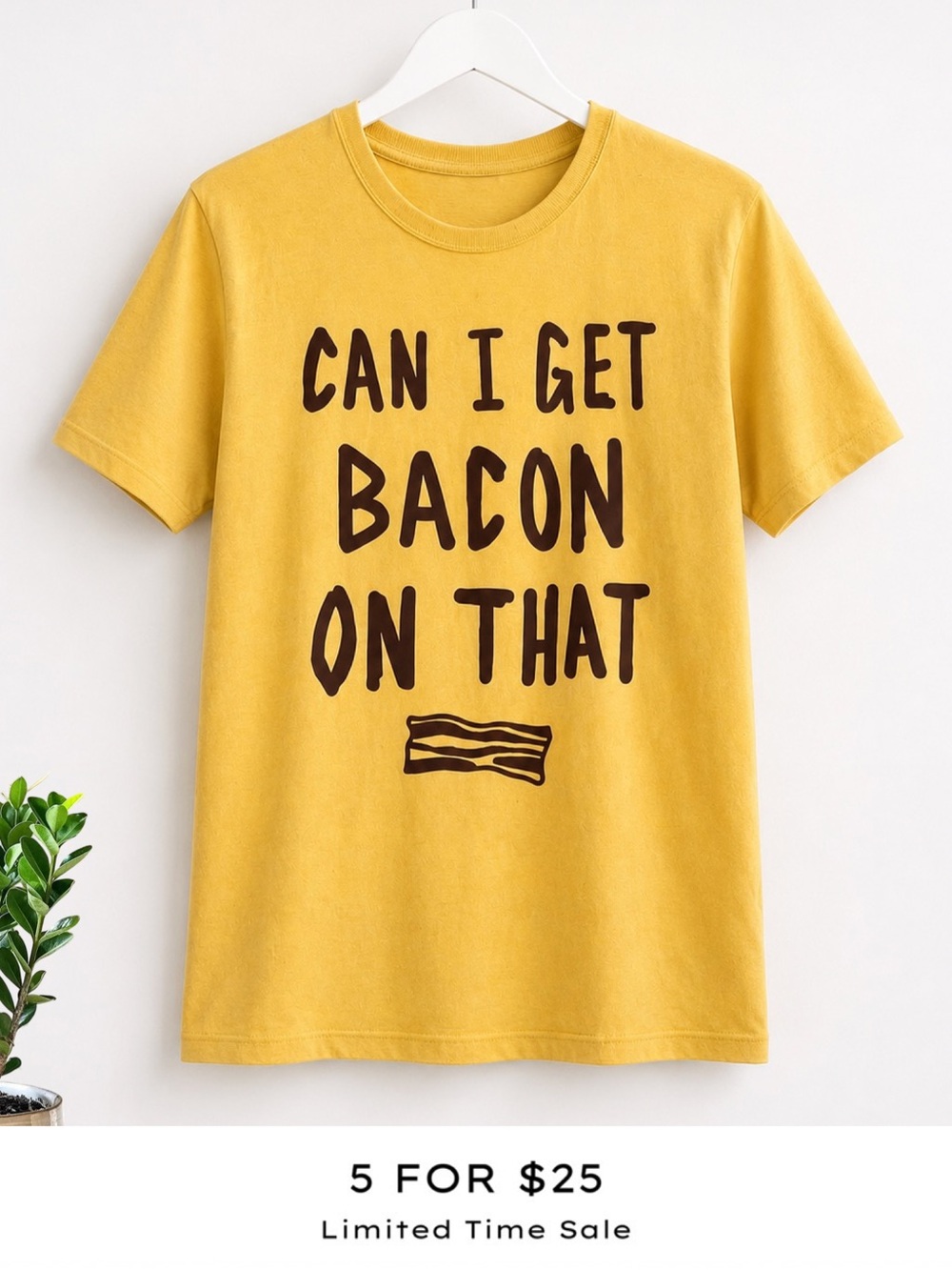 Humorous  “Can I Get Bacon On That” Funny Shirt PLACE XXL Boys Size 16